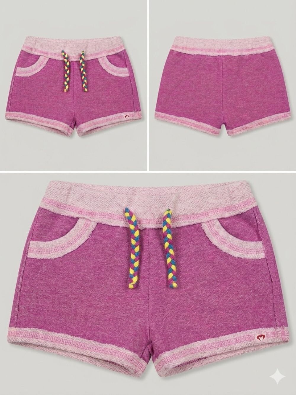 Appaman Pink Purple Knit Shorts with Multicolor Drawstring